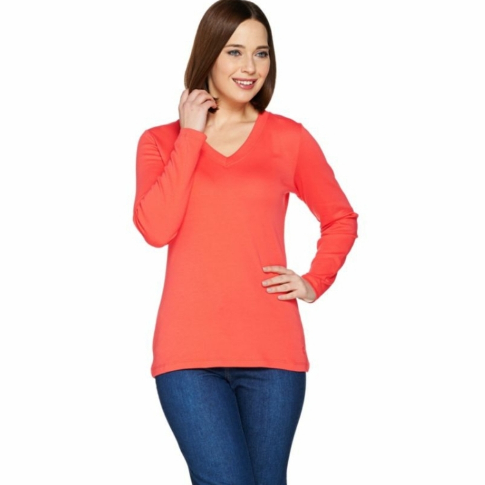 Isaac misrahi live essentials V neck light grey